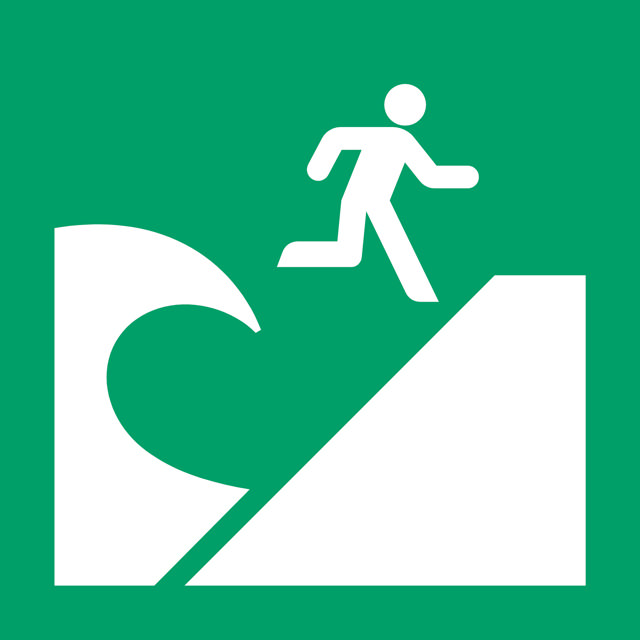 Sikkerhedsskilt Tsunami Evakueringsområde, 300 x 300 mm