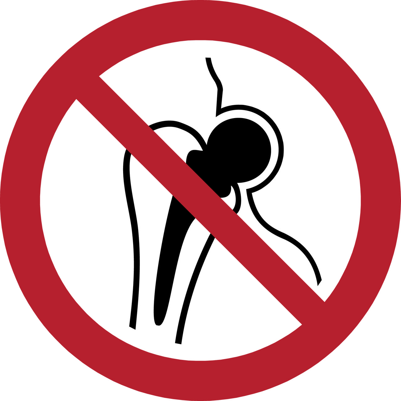 Sikkerhedsskilt Ingen adgang for personer med metalimplantater, 100 mm