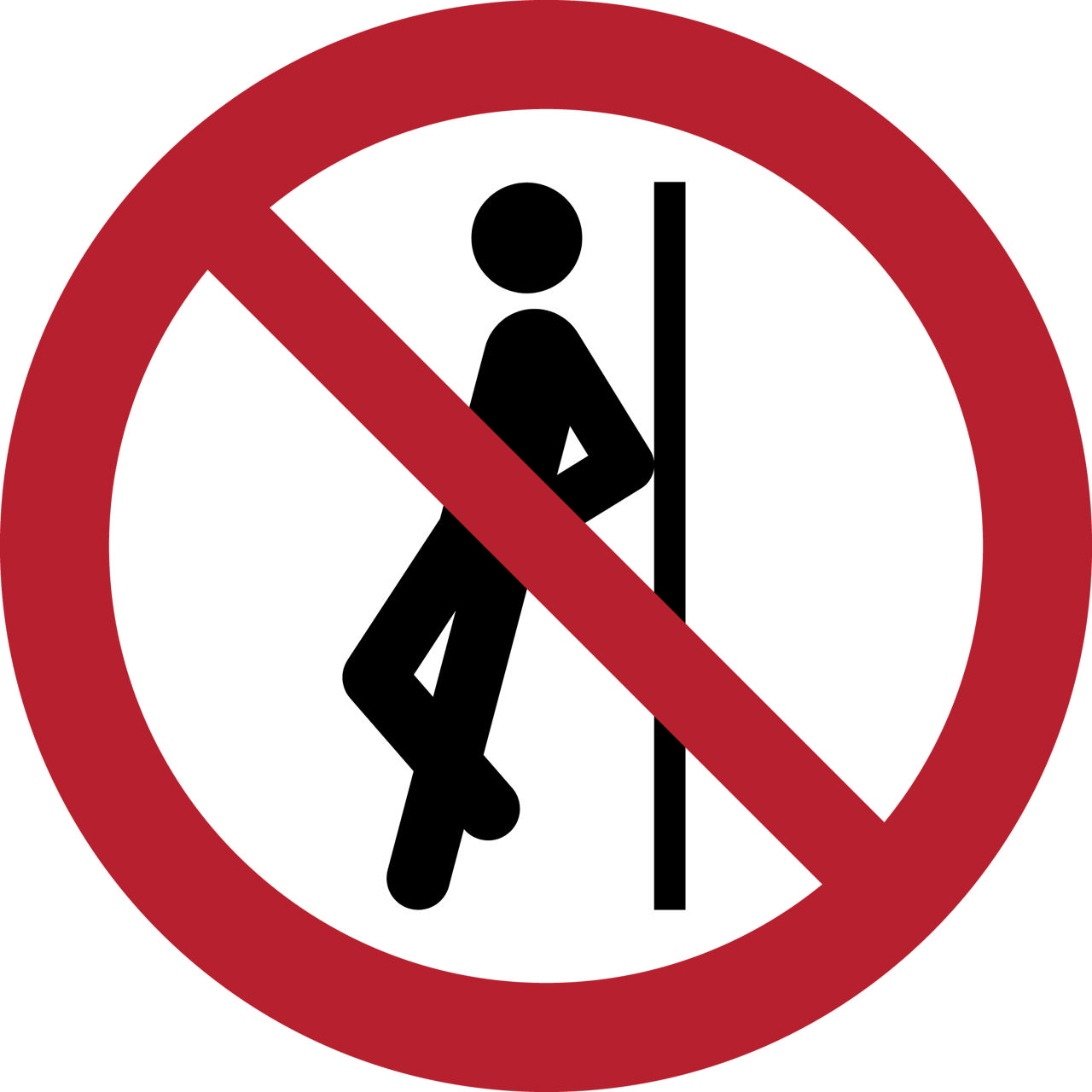 Sikkerhedsskiltet Må ikke læne sig op af, 100 mm