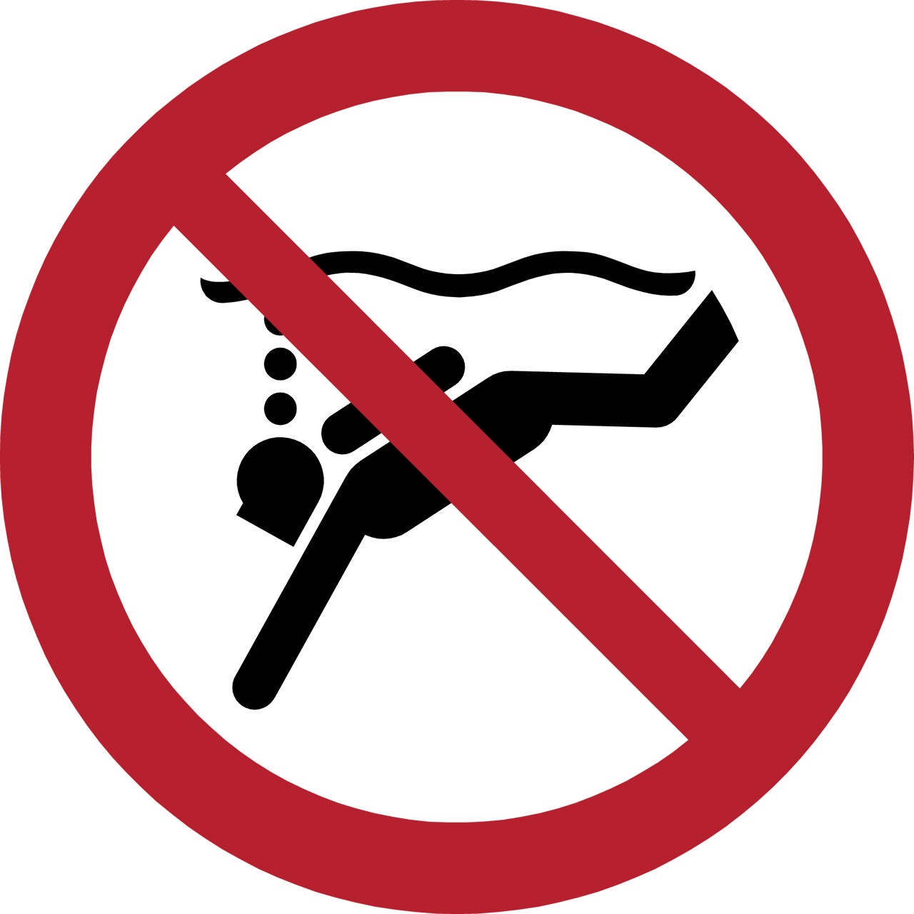 Sikkerhedsskilt Ingen Undervandsdykning, 300 mm