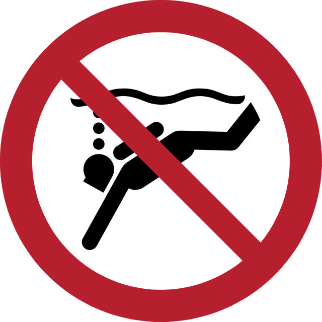 Sikkerhedsskilt Ingen Undervandsdykning, 300 mm