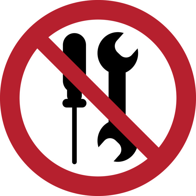 Sikkerhedsskilt Må Ikke Serviceres af Brugere, 100 mm