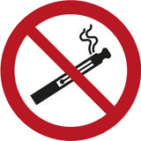 Sikkerhedsskilt E-cigaret/vape forbudt, Ø 100 mm