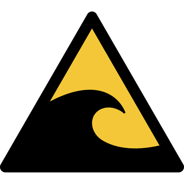 Sikkerhedsskilt Advarsel Tsunami Farezone, 200 x 176 mm