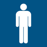 Skilt til herretoilet, 150 x 150 mm