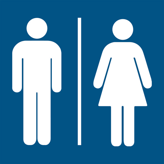 Skilt til herre- og dametoiletter, 200 x 200 mm