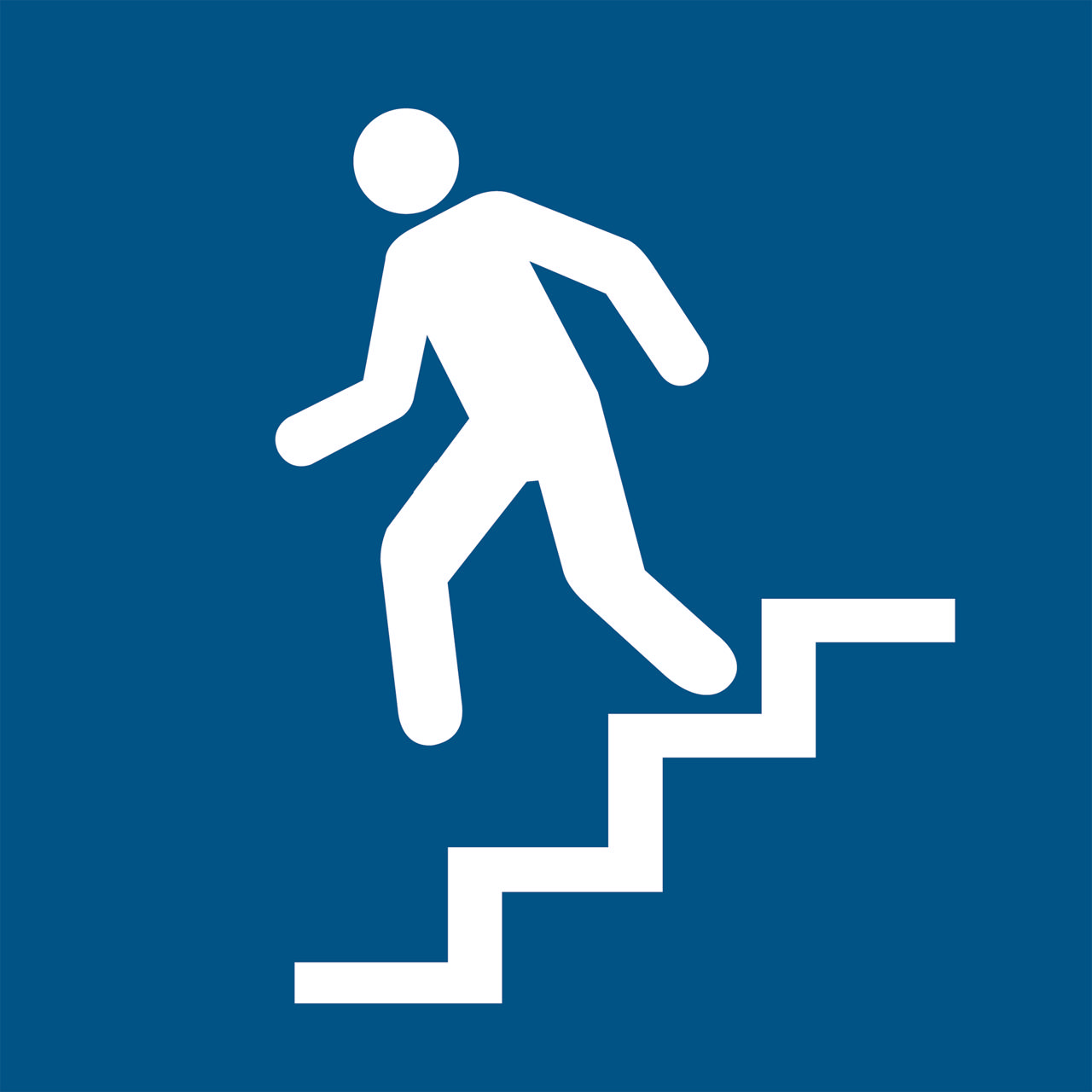 Trappe ned skilt, 100 x 100 mm