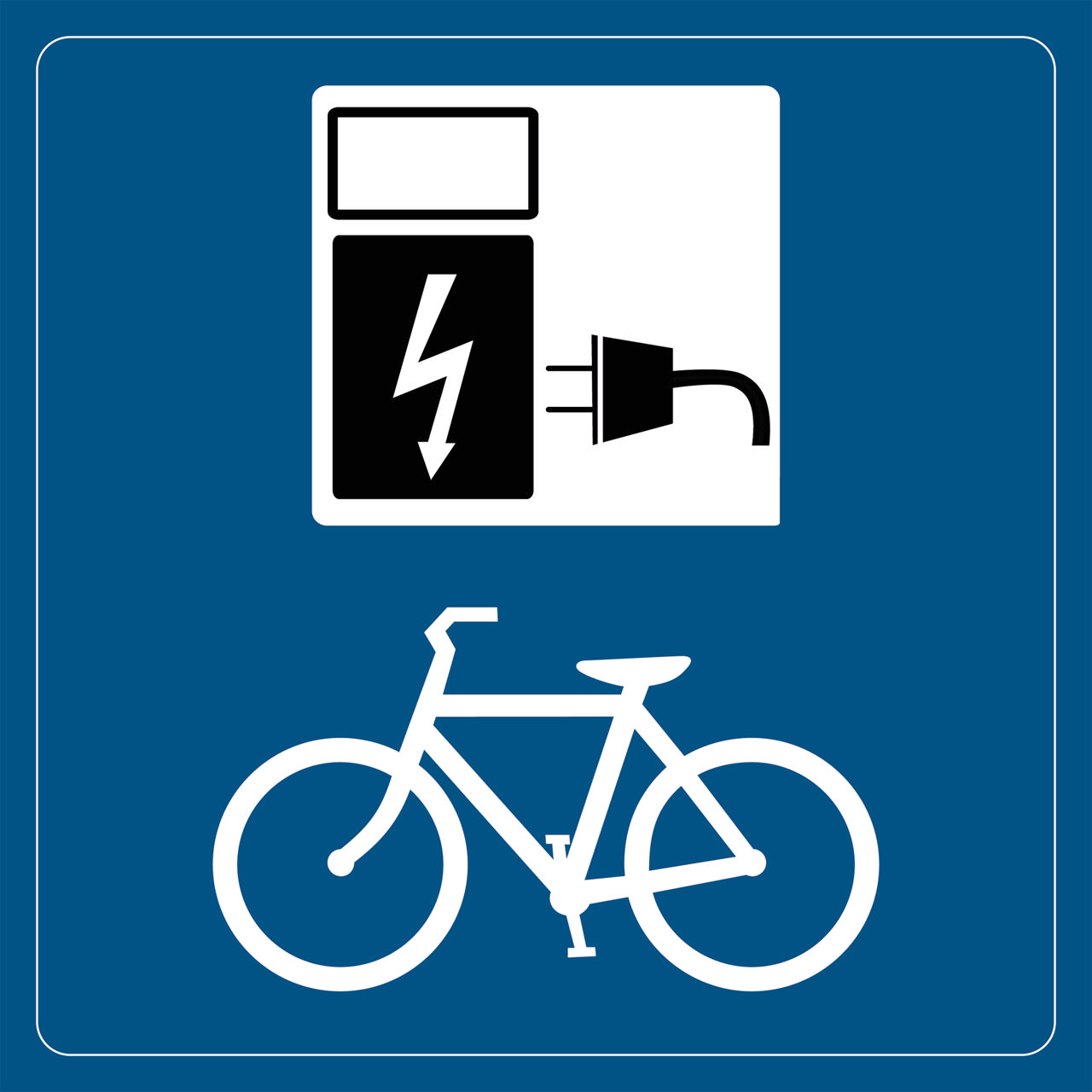 Opladningspunkt til cykel skilt, 100 x 100 mm