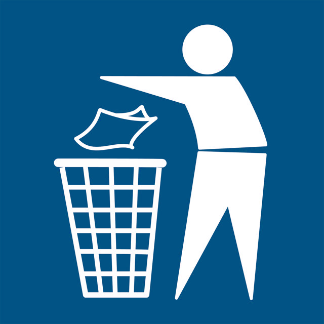 Skraldespandsskilt, 100 x 100 mm