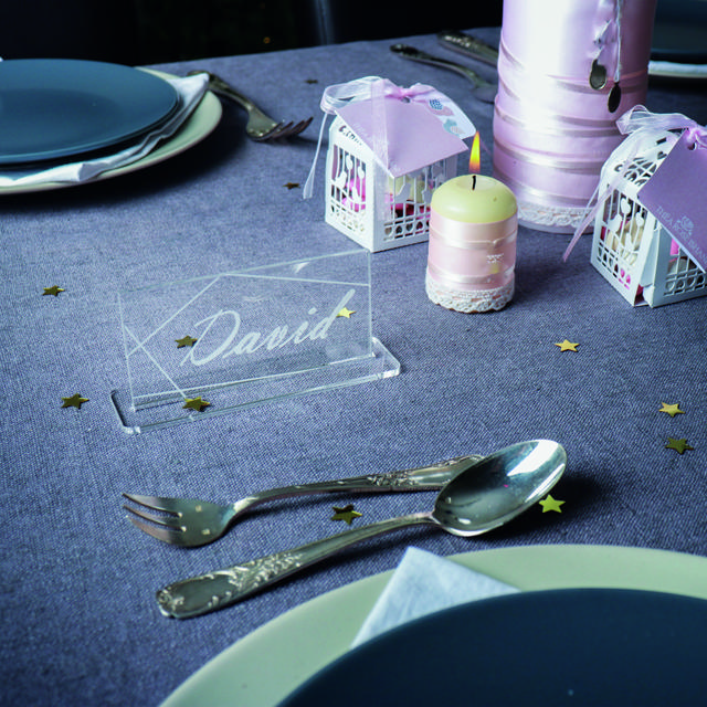 Bordkort i akryl, der kan tilpasses, rektangulært