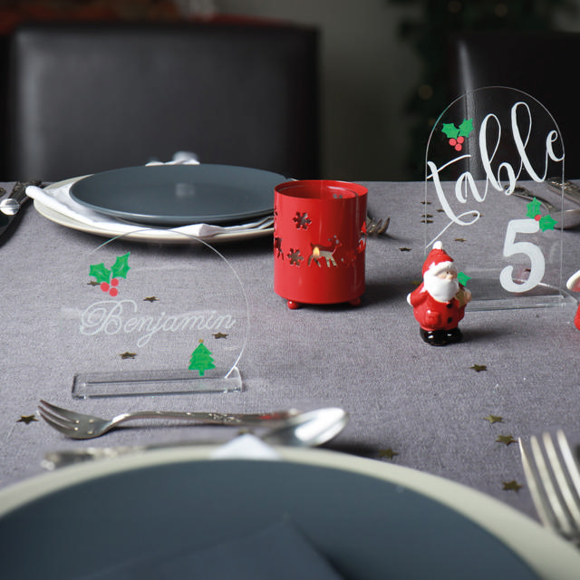 Bordkort i akryl, der kan tilpasses, runde