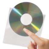 Selvklæbende CD/DVD-lommer med fingerhul, 127 x 127 mm