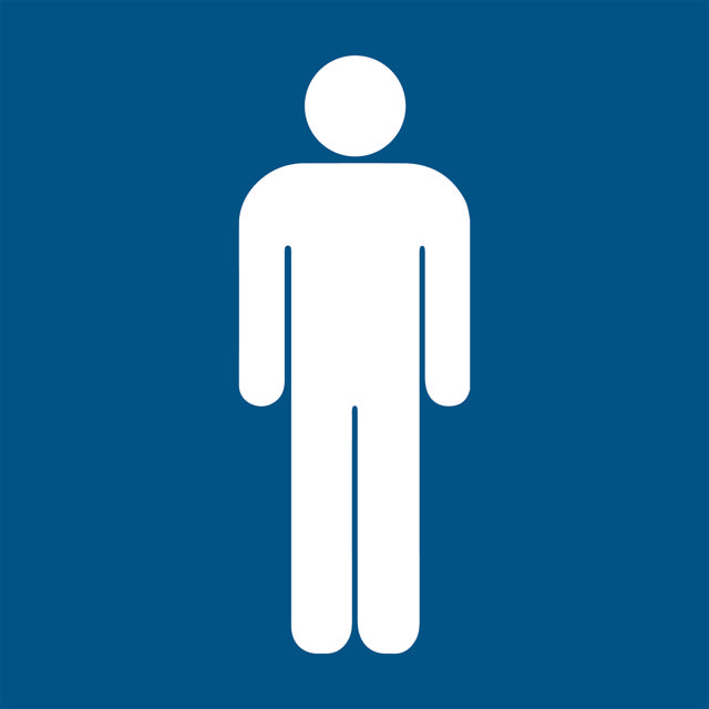 Skilt til herretoilet, 150 x 150 mm