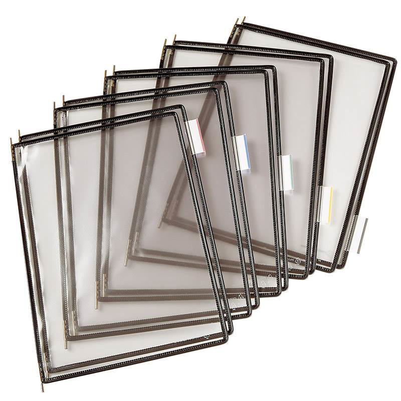 Tarifold Pivoting Pockets for Wall, Desk or Rotary Systems - 10 Black Pockets