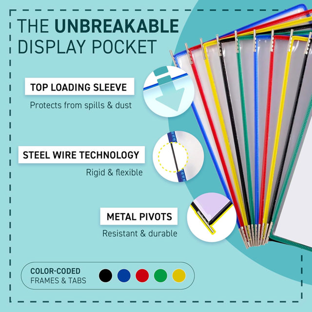 Tarifold Pivoting Pockets for Wall, Desk or Rotary Systems - 10 Assorted Pockets